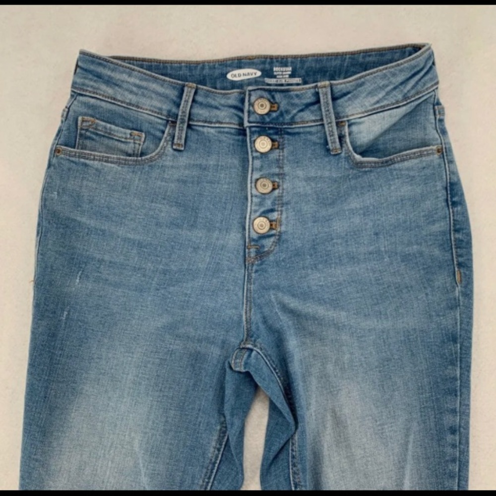 Old Navy Rockstar Hi Rise Skinny Jeans rips and paint